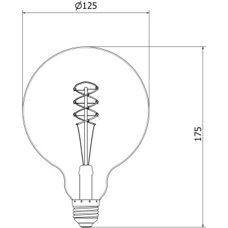 LED žiarovka Mexen Vintis so špirálovým vláknom E27, G125, 8W, teplá - 2200K, 600 lm, jantárová - L168-E27-0822-50