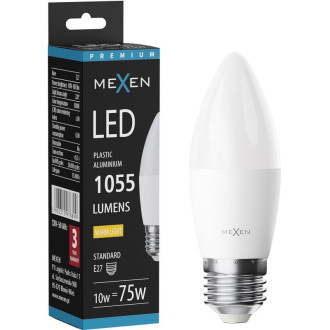 LED žiarovka Mexen Nova E27, C37, 10W, teplá - 3000K, 1055 lm - L102-E27-1030-01