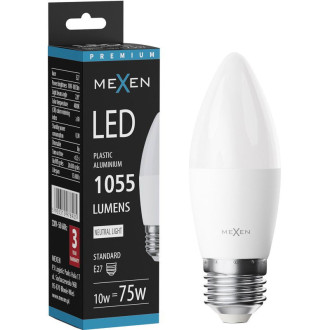 LED žiarovka Mexen Nova E27, C37, 10W, neutrálna - 4000K, 1055 lm - L102-E27-1040-01