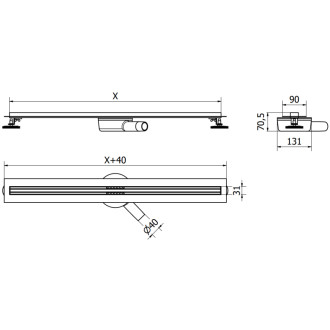 Mexen Flat 360° Slim lineárny otočný odtok 50 cm, biely - 1241050