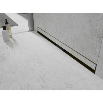 Mexen Flat Wall lineárny stenový odtok 2v1 50 cm, kartáčované zlato - 1A30050