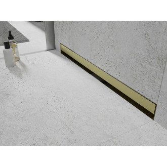 Mexen Flat Wall lineárny stenový odtok 2v1 80 cm, kartáčované zlato - 1A30080