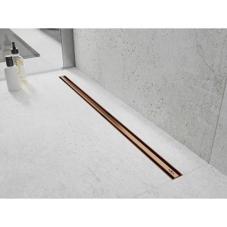 Mexen Flat 360° Slim lineárny otočný odtok 110 cm, kartáčovaná meď - 1C41110