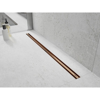 Mexen Flat 360° Slim lineárny otočný odtok 130 cm, kartáčovaná meď - 1C41130