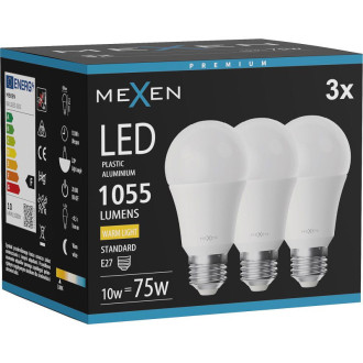 Mexen Nova 3x LED žiarovka E27, A60, 10W, teplá - 3000K, 1055 lm - L100-E27-1030-01x03