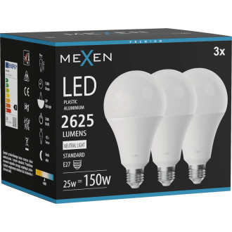 Mexen Nova 3x LED žiarovka E27, A95, 25W, neutrálna - 4000K, 2625 lm - L100-E27-2540-01x03