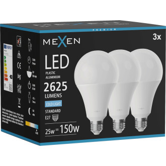 Mexen Nova 3x LED žiarovka E27, A95, 25W, studená - 6500K, 2625 lm - L100-E27-2565-01x03