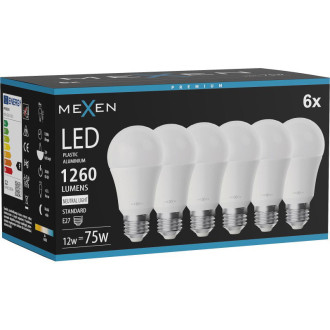 Mexen Nova 6x LED žiarovka E27, A60, 12W, neutrálna - 4000K, 1260 lm - L100-E27-1240-01x06