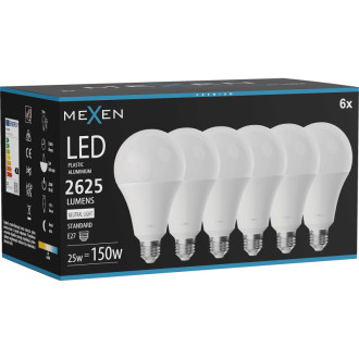 Mexen Nova 6x LED žiarovka E27, A95, 25W, neutrálna - 4000K, 2625 lm - L100-E27-2540-01x06