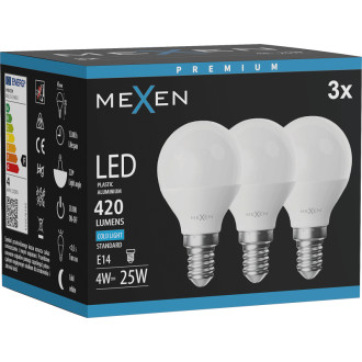 Mexen Nova 3x LED žiarovka E14, G45, 4W, studená - 6500K, 420 lm - L101-E14-0465-01x03