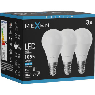 Mexen Nova 3x LED žiarovka E14, G45, 10W, studená - 6500K, 1055 lm - L101-E14-1065-01x03