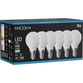 Mexen Nova 6x LED žiarovka E14, G45, 1W, Neutral - 4000K, 105 lm - L101-E14-0140-01x06
