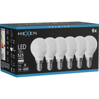 Mexen Nova 6x LED žiarovka E14, G45, 5W, neutrálna - 4000K, 525 lm - L101-E14-0540-01x06