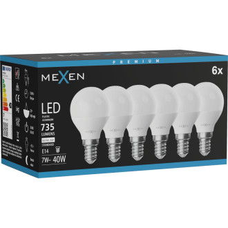Mexen Nova 6x LED žiarovka E14, G45, 7W, Neutrál - 4000K, 735 lm - L101-E14-0740-01x06