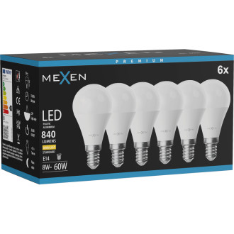Mexen Nova 6x LED žiarovka E14, G45, 8W, teplá - 3000K, 840 lm - L101-E14-0830-01x06
