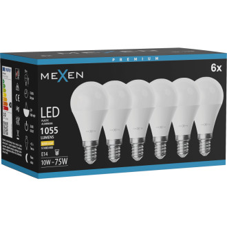 Mexen Nova 6x LED žiarovka E14, G45, 10W, teplá - 3000K, 1055 lm - L101-E14-1030-01x06