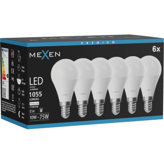 Mexen Nova 6x LED žiarovka E14, G45, 10W, neutrálna - 4000K, 1055 lm - L101-E14-1040-01x06