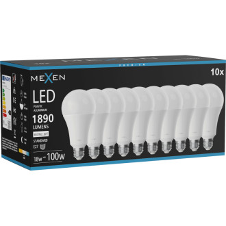 Mexen Nova 10x LED žiarovka E27, A70, 18W, neutrálna - 4000K, 1890 lm - L100-E27-1840-01x10
