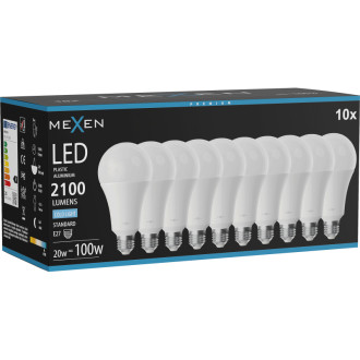 Mexen Nova 10x LED žiarovka E27, A70, 20W, studená - 6500K, 2100 lm - L100-E27-2065-01x10