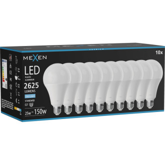 Mexen Nova 10x LED žiarovka E27, A95, 25W, studená - 6500K, 2625 lm - L100-E27-2565-01x10