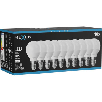 Mexen Nova 10x LED žiarovka E14, G45, 1W, neutrálna - 4000K, 105 lm - L101-E14-0140-01x10