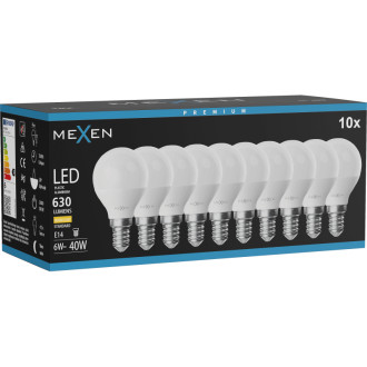 Mexen Nova 10x LED žiarovka E14, G45, 6W, teplá - 3000K, 630 lm - L101-E14-0630-01x10