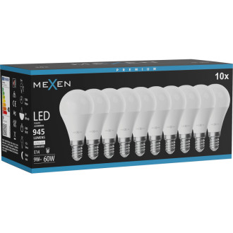 Mexen Nova 10x LED žiarovka E14, G45, 9W, neutrálna - 4000K, 945 lm - L101-E14-0940-01x10