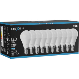 Mexen Nova 10x LED žiarovka E14, G45, 10W, studená - 6500K, 1055 lm - L101-E14-1065-01x10