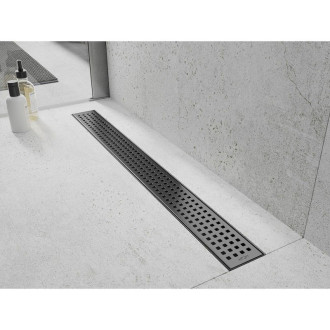 Kryt Mexen Flat M08 pre lineárny žľab 90 cm, kartáčovaný, pištoľovo sivý - 1E25090