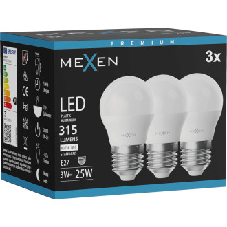 Mexen Nova 3x LED žiarovka E27, G45, 3W, neutrálna - 4000K, 315 lm - L101-E27-0340-01x03