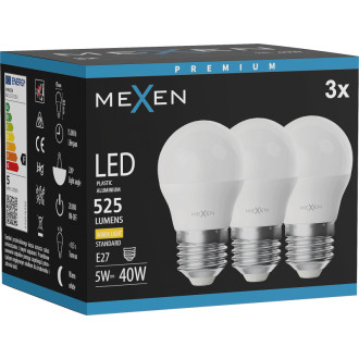 Mexen Nova 3x LED žiarovka E27, G45, 5W, teplá - 3000K, 525 lm - L101-E27-0530-01x03