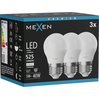 Mexen Nova 3x LED žiarovka E27, G45, 5W, neutrálna - 4000K, 525 lm - L101-E27-0540-01x03