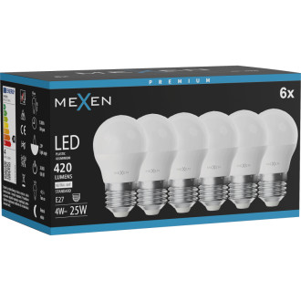 Mexen Nova 6x LED žiarovka E27, G45, 4W, neutrálna - 4000K, 420 lm - L101-E27-0440-01x06