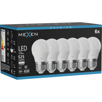 Mexen Nova 6x LED žiarovka E27, G45, 5W, neutrálna - 4000K, 525 lm - L101-E27-0540-01x06