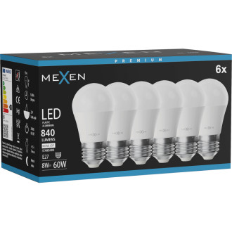 Mexen Nova 6x LED žiarovka E27, G45, 8W, neutrálna - 4000K, 840 lm - L101-E27-0840-01x06