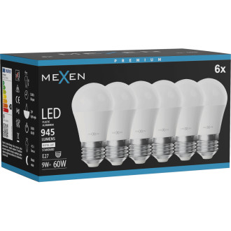 Mexen Nova 6x LED žiarovka E27, G45, 9W, Neutrál - 4000K, 945 lm - L101-E27-0940-01x06
