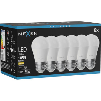 Mexen Nova 6x LED žiarovka E27, G45, 10W, teplá - 3000K, 1055 lm - L101-E27-1030-01x06