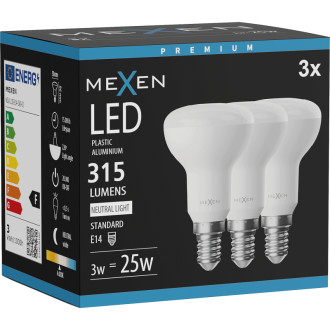 Mexen Nova 3x LED žiarovka E14, R50, 3W, neutrálna - 4000K, 315 lm - L103-E14-0340-01x03