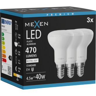 Mexen Nova 3x LED žiarovka E14, R50, 4,5W, neutrálna - 4000K, 470 lm - L103-E14-0540-01x03