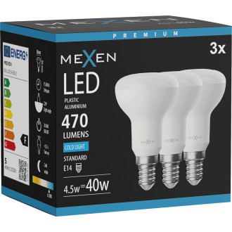 Mexen Nova 3x LED žiarovka E14, R50, 4,5W, studená - 6500K, 470 lm - L103-E14-0565-01x03