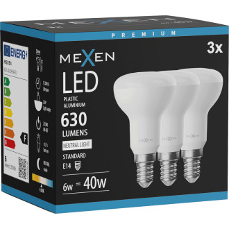 Mexen Nova 3x LED žiarovka E14, R50, 6W, neutrálna - 4000K, 630 lm - L103-E14-0640-01x03