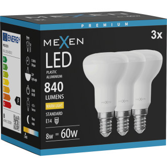 Mexen Nova 3x LED žiarovka E14, R50, 8W, teplá - 3000K, 840 lm - L103-E14-0830-01x03