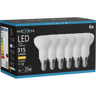 Mexen Nova 6x LED žiarovka E14, R50, 3W, teplá - 3000K, 315 lm - L103-E14-0330-01x06