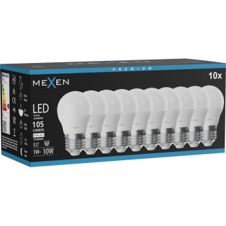 Mexen Nova 10x LED žiarovka E27, G45, 1W, neutrálna - 4000K, 105 lm - L101-E27-0140-01x10