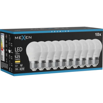 Mexen Nova 10x LED žiarovka E27, G45, 5W, teplá - 3000K, 525 lm - L101-E27-0530-01x10