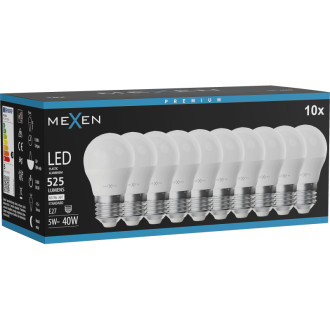 Mexen Nova 10x LED žiarovka E27, G45, 5W, neutrálna - 4000K, 525 lm - L101-E27-0540-01x10