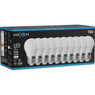 Mexen Nova 10x LED žiarovka E27, G45, 7W, neutrálna - 4000K, 735 lm - L101-E27-0740-01x10