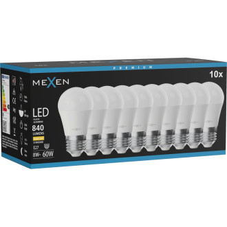 Mexen Nova 10x LED žiarovka E27, G45, 8W, teplá - 3000K, 840 lm - L101-E27-0830-01x10