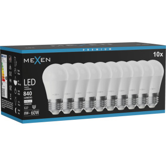 Mexen Nova 10x LED žiarovka E27, G45, 8W, neutrálna - 4000K, 840 lm - L101-E27-0840-01x10