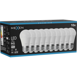 Mexen Nova 10x LED žiarovka E27, G45, 9W, neutrálna - 4000K, 945 lm - L101-E27-0940-01x10